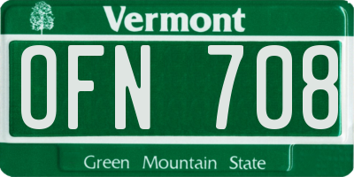 VT license plate OFN708