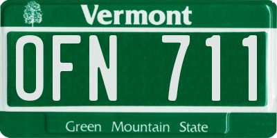 VT license plate OFN711