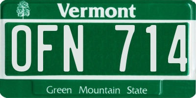 VT license plate OFN714