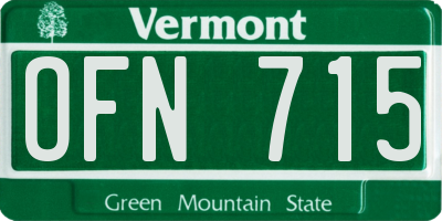 VT license plate OFN715