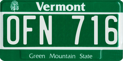 VT license plate OFN716