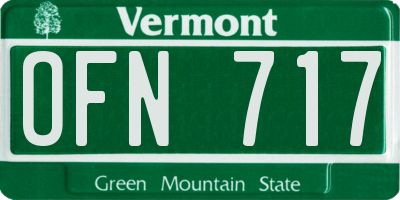 VT license plate OFN717