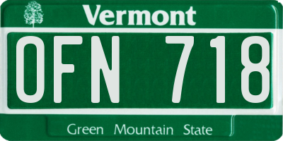 VT license plate OFN718