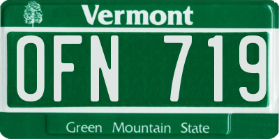 VT license plate OFN719