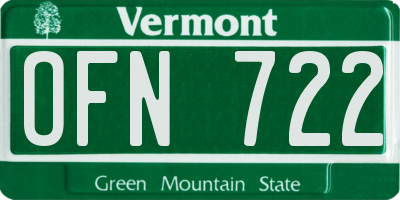 VT license plate OFN722