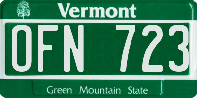 VT license plate OFN723