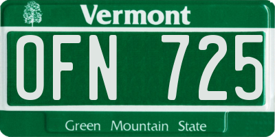 VT license plate OFN725