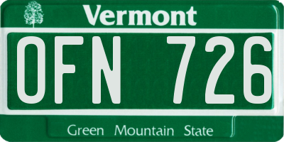 VT license plate OFN726