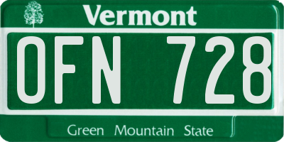 VT license plate OFN728