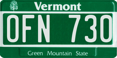 VT license plate OFN730