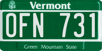 VT license plate OFN731