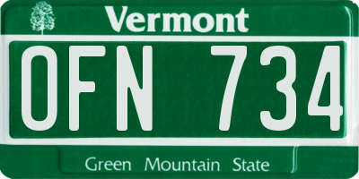 VT license plate OFN734