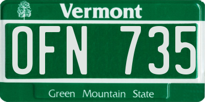 VT license plate OFN735