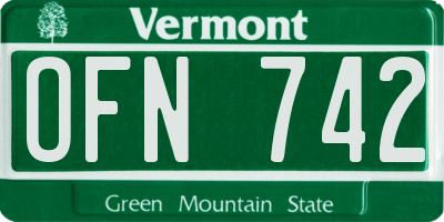 VT license plate OFN742