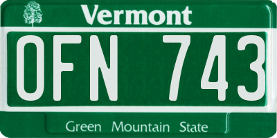 VT license plate OFN743