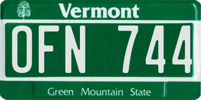 VT license plate OFN744