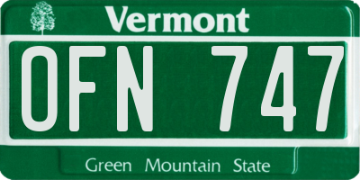 VT license plate OFN747