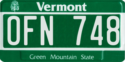 VT license plate OFN748