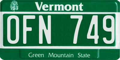 VT license plate OFN749