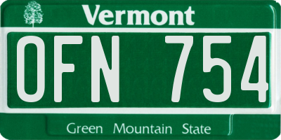 VT license plate OFN754