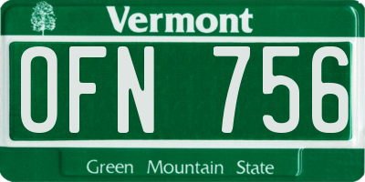 VT license plate OFN756