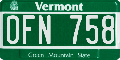 VT license plate OFN758