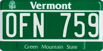 VT license plate OFN759