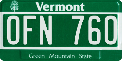 VT license plate OFN760