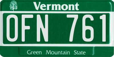 VT license plate OFN761