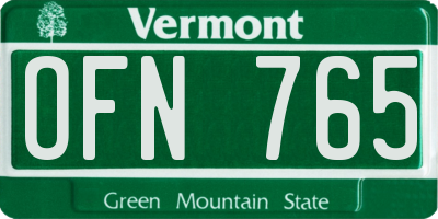 VT license plate OFN765