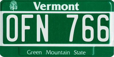 VT license plate OFN766