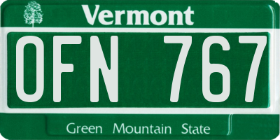 VT license plate OFN767