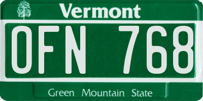 VT license plate OFN768