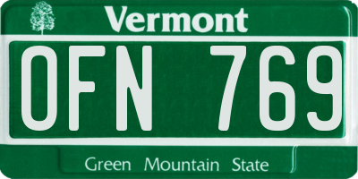 VT license plate OFN769