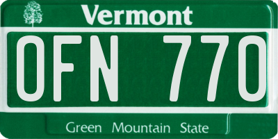 VT license plate OFN770
