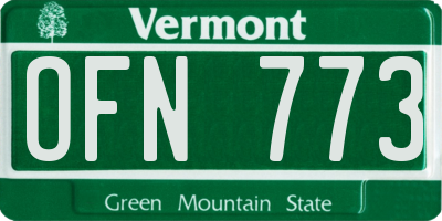 VT license plate OFN773