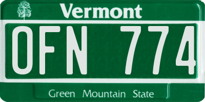 VT license plate OFN774