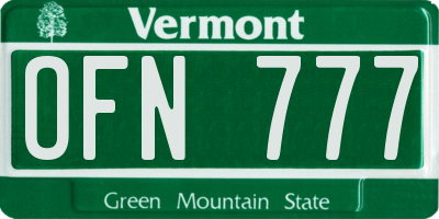 VT license plate OFN777