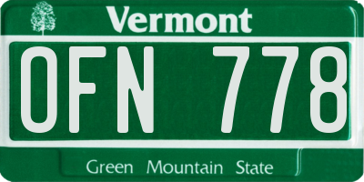 VT license plate OFN778