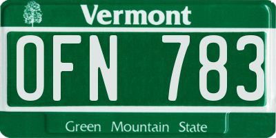 VT license plate OFN783