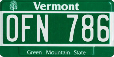VT license plate OFN786