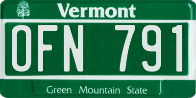 VT license plate OFN791