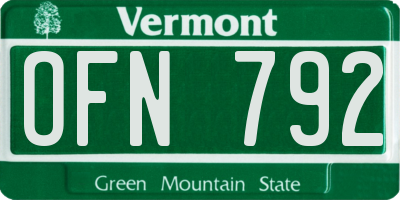 VT license plate OFN792
