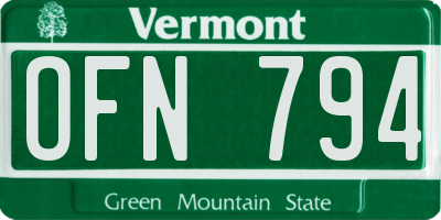 VT license plate OFN794