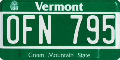 VT license plate OFN795
