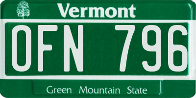 VT license plate OFN796