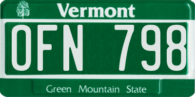 VT license plate OFN798