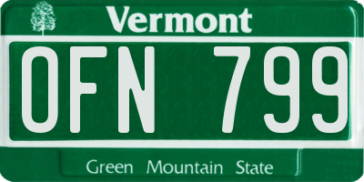 VT license plate OFN799