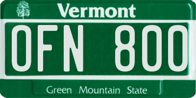VT license plate OFN800