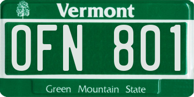 VT license plate OFN801